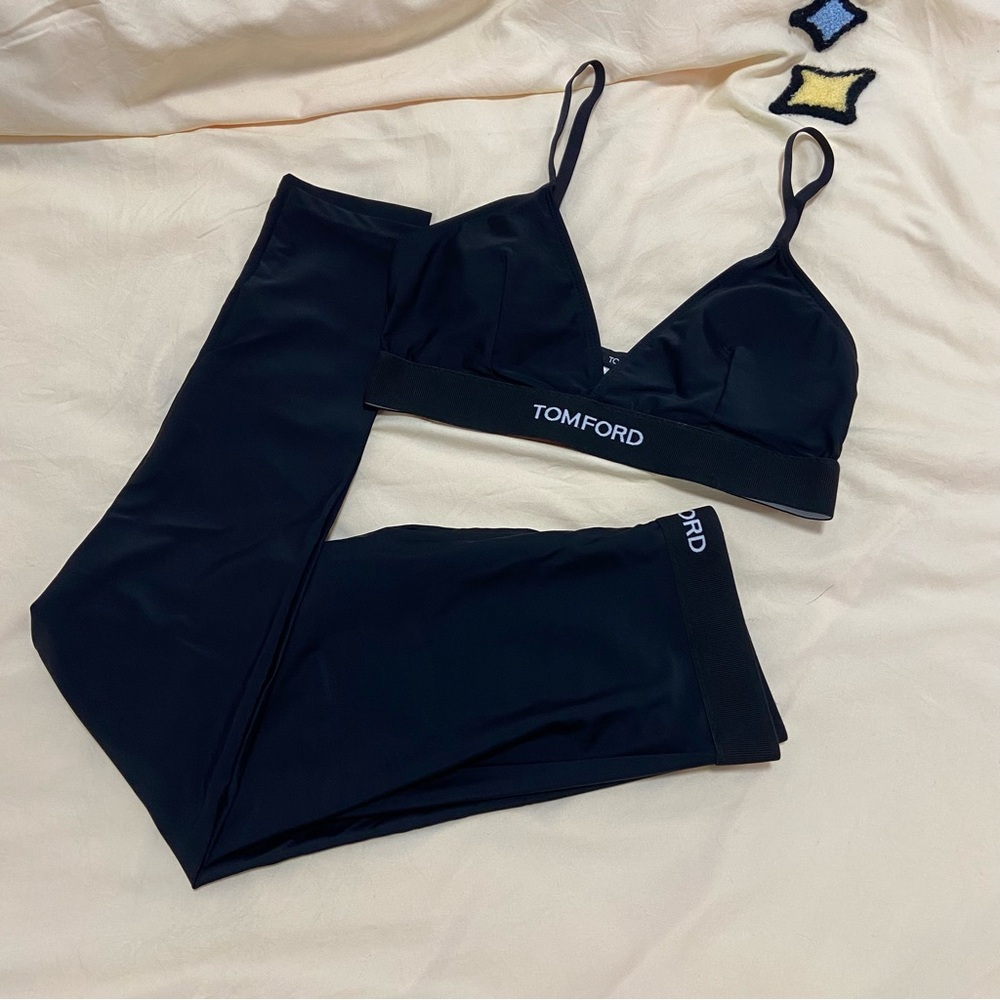 Tom Ford Elegant Black Bra and Leggings Set